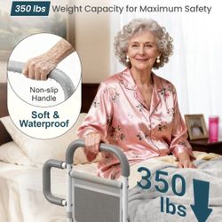 Bed Rails for Elderly Adults Safety, with Double Non-Slip Handle & Storage Pouch, Fits Most Bed Sizes, Bed Assist Rails for Seniors and Post-Surgery,R