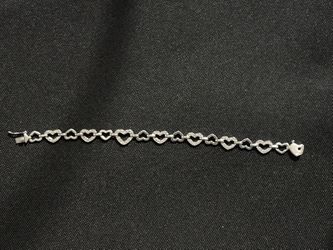 925 Sterling Silver Heart Tennis Bracelet – CZ Iced – 6.5
