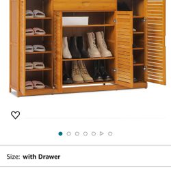 BAMBOO SHOE CABINET WITH DOUBLE SHUTTERS DOORS 