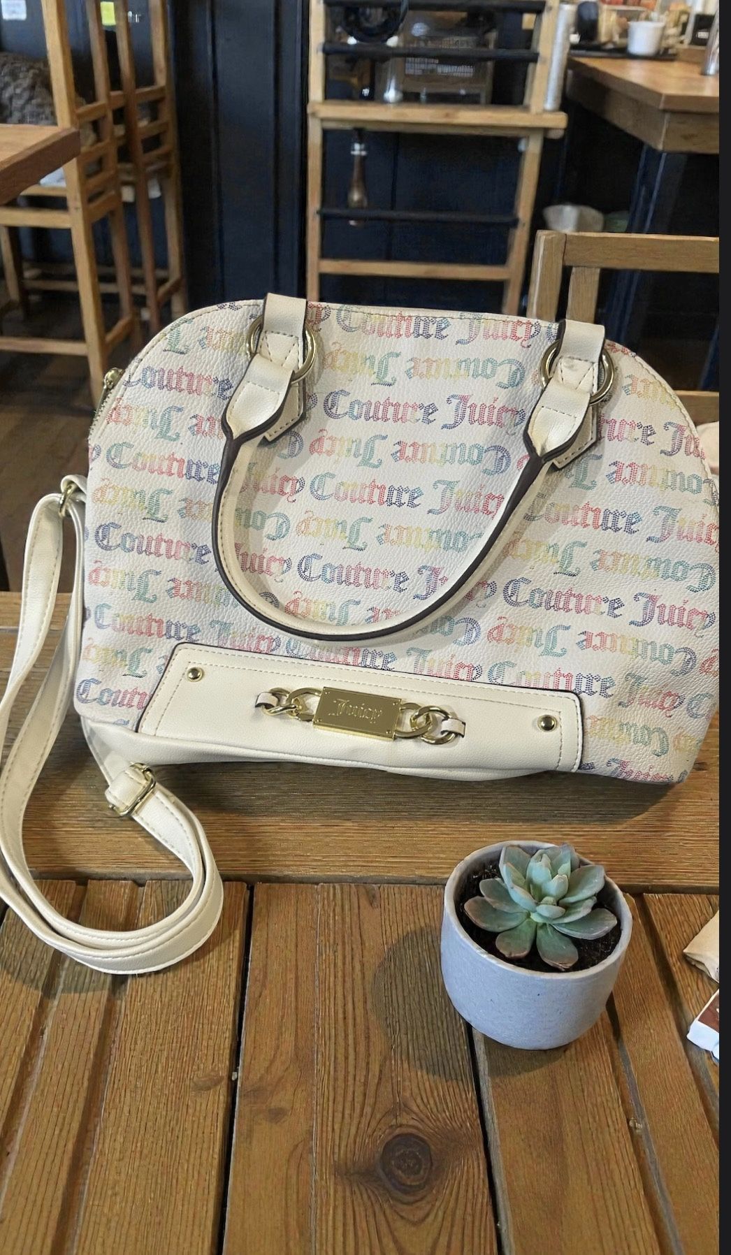 Juicy Couture Cream Multicolor Shoulder Bag