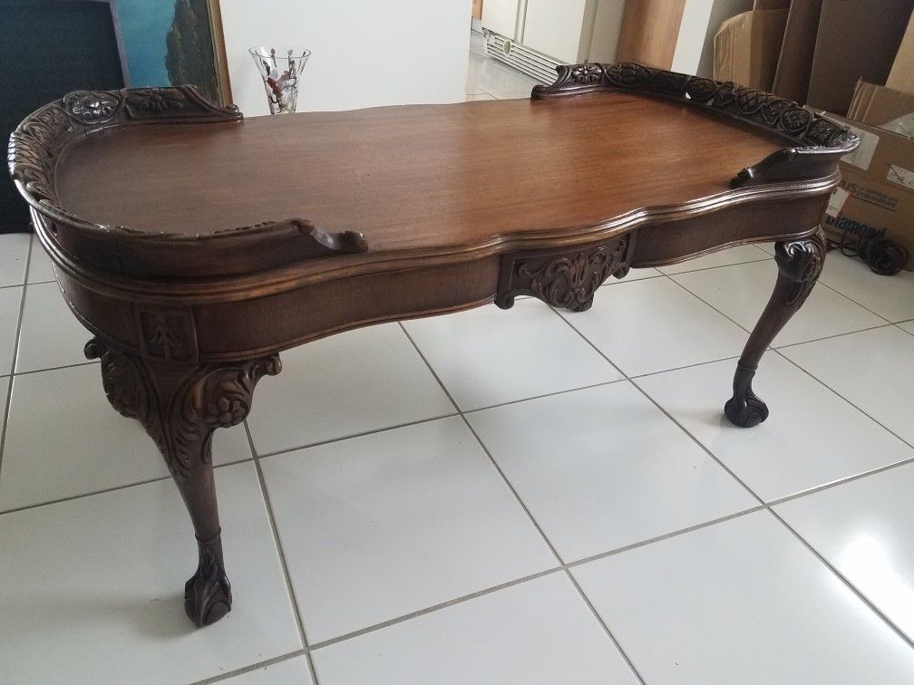 Carved Wood. Antique Tray Table / Coffee Table