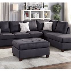 Ebony Sectional Sofa With Ottoman (Free Delivery)