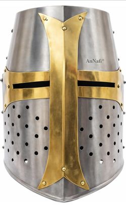 Medieval Warrior Templar Brass Crusader Helmet Knights Helmet