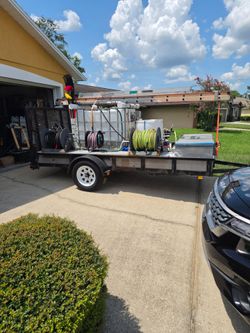 Pressure Washing Trailer Setup with Hose Reels