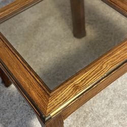Vintage Glass Top Brass Detail Side Table End Table