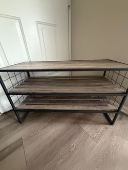 Industrial Wood and Metal Shoe Rack