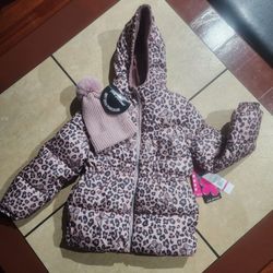 New Pink Platinum Girls Hooded Winter Coat