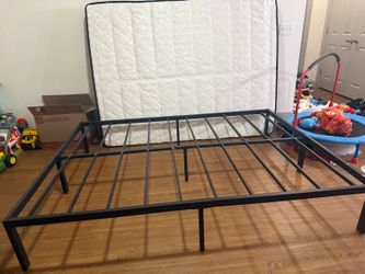 Queen bed frame and mattress