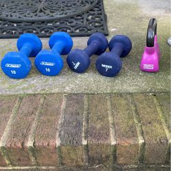 Pair Of 10 Lbs And Pair Of 7 Lbs And Extra Dumbbells Weight