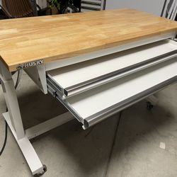 🔴RISING DESK WORK TABLE🔵BUTCHER BLOCK WORK SURFACES
