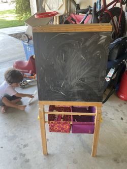 Chalk and white board easel with storage