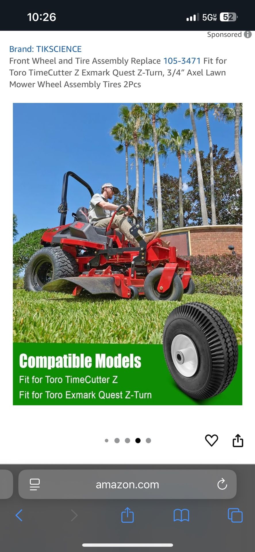 Toro lawnmower front wheel