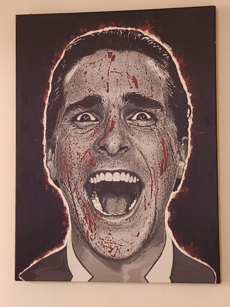 American Psyco Black & White Set Oil Paintings In Perfect Condition