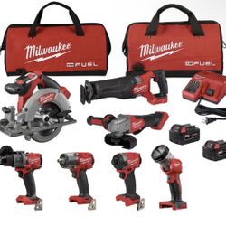 Milwaukee M18 FUEL 7-Tool Combo Kit, Chuck Size 1/4in., Drive Size 1/4in.,