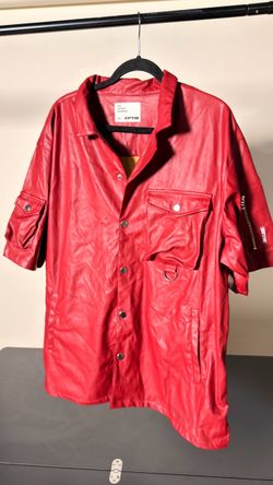 EPTM The Perfect Example Red Faux Leather Utility Shirt Jacket XXL
