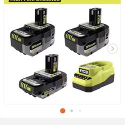 3 ryobi 18v lithium high performance batteries