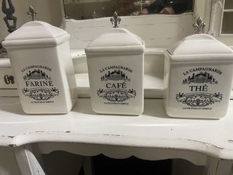 Set Of 3 Ceramic Canisters