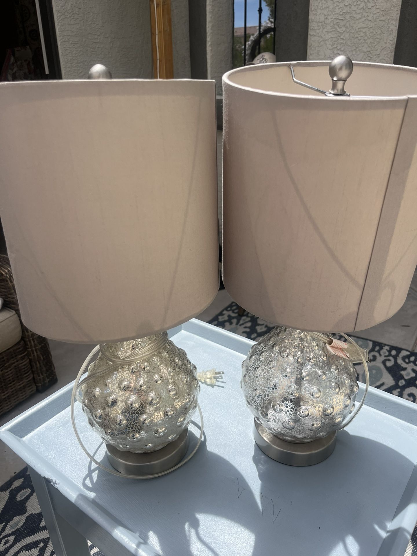Two Small Mercury Glass Looking Lampss 