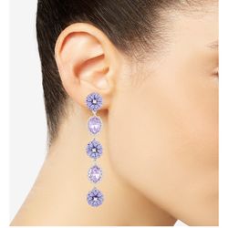 NEW GUESS PURPLE FLOWER DROP EARRINGS 