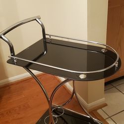 Black Glass & Chrome Bar Cart (Tea Trolley)