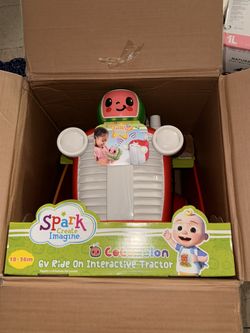 6V Cocomelon Battery Powered Ride on Tractor with Sounds, Kids Ages 18mos and up