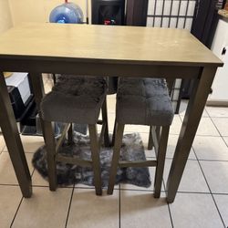 2 Person Wooden Bar Table Set (1 Table/2 Stools)