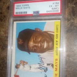 Willie Mays 1955 Topps Baseball Card Graded Psa 6 MC 