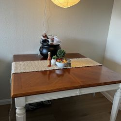 brown and white dinning room table 