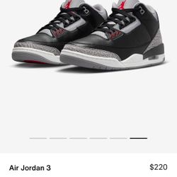 Jordan 3 black cement size 10