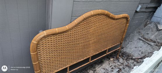 Vintage wicker rattan King headboard