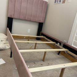 Upholstered Pink Bed Frame Twin