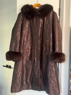 Brown  Coat with Fur Collar and Cuffs