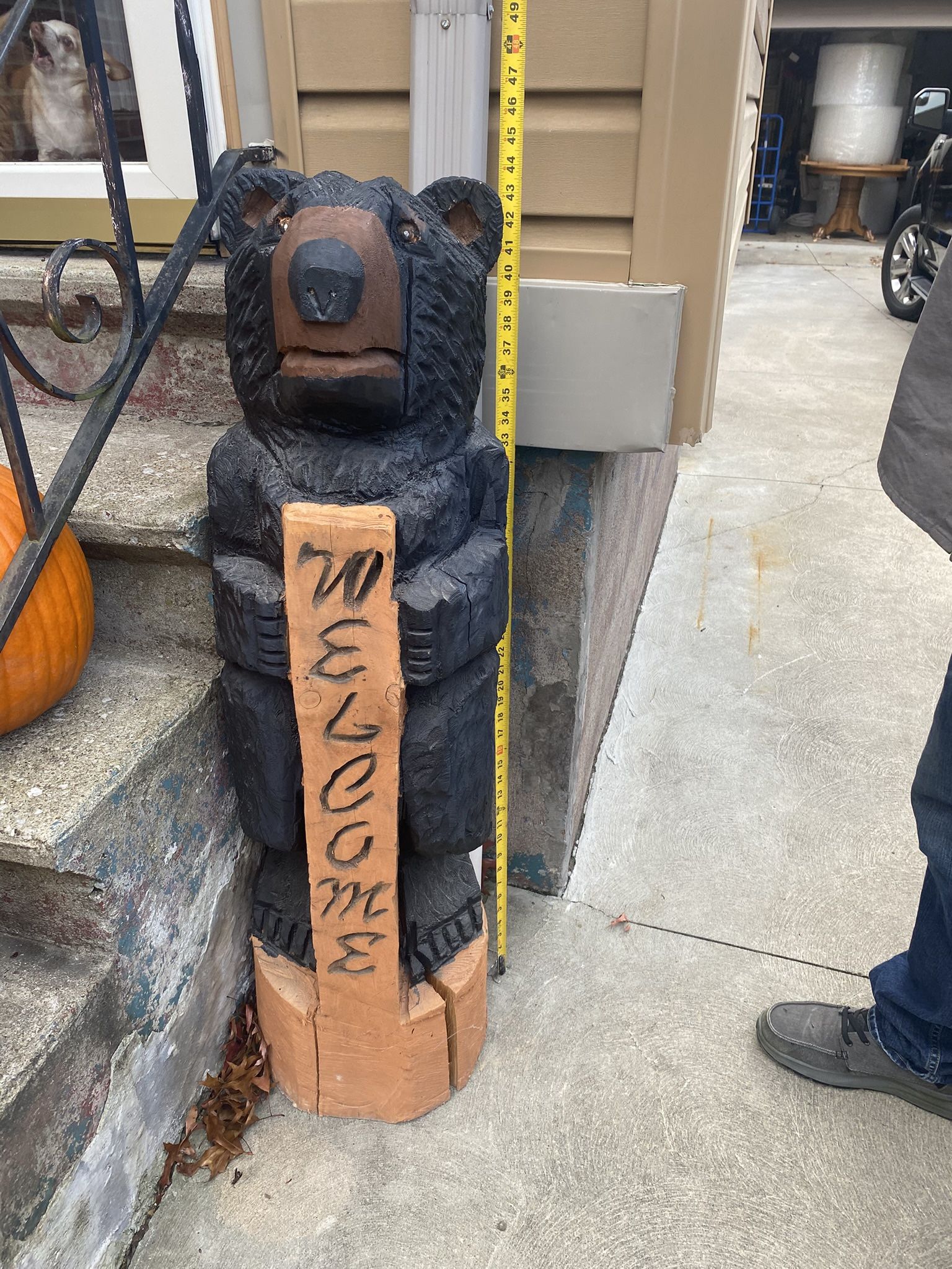 Hand Carved Wooden Bear Statue