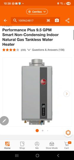 Performance Plus 9.5 GPM
Smart Non-Condensing Indoor
Natural Gas Tankless Water
Heater