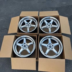 NEW 18” Work T5R Style Wheels Rims Hyper Black/Dark Silver 5x114.3 18x8.5 +28 Set of 4