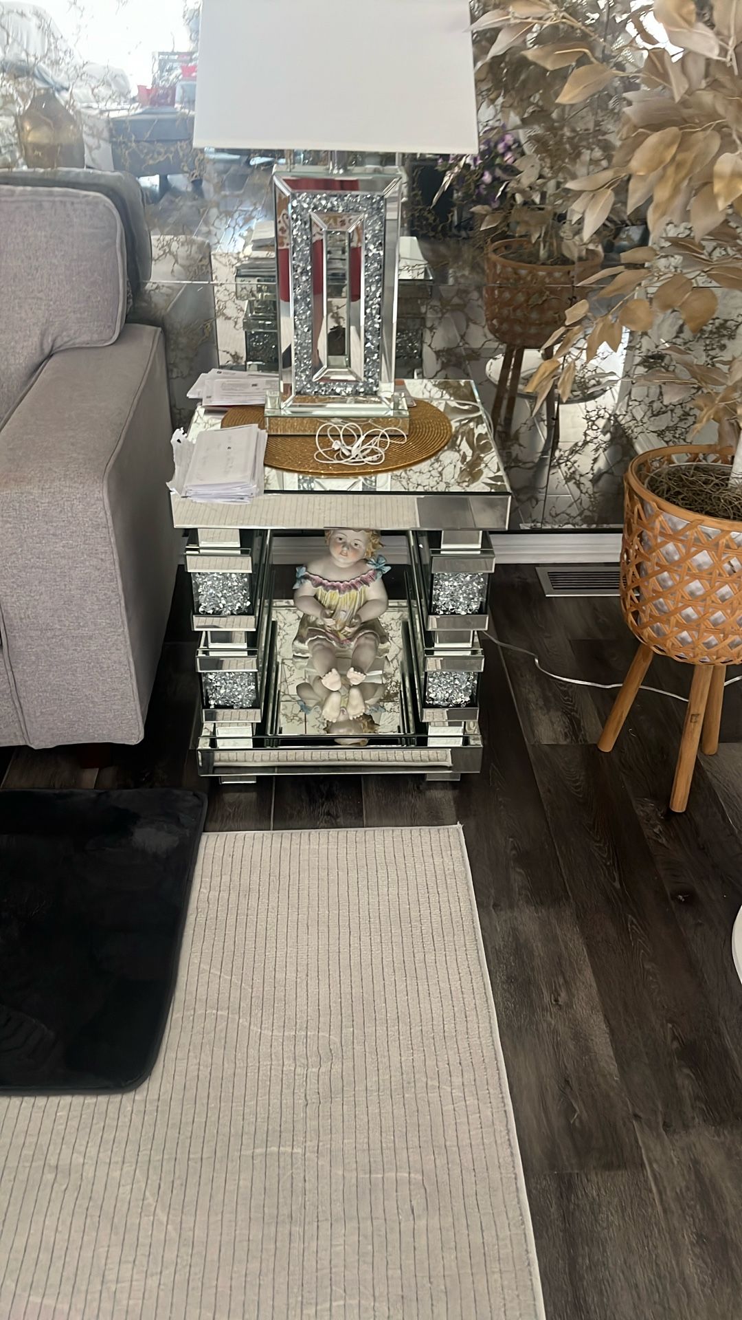 Beautiful glass, coffee table 2 end tables and a sofa table 1500