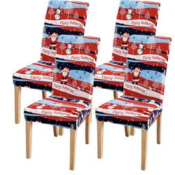 Set of 4 Christmas Chair Covers for Dining Room 