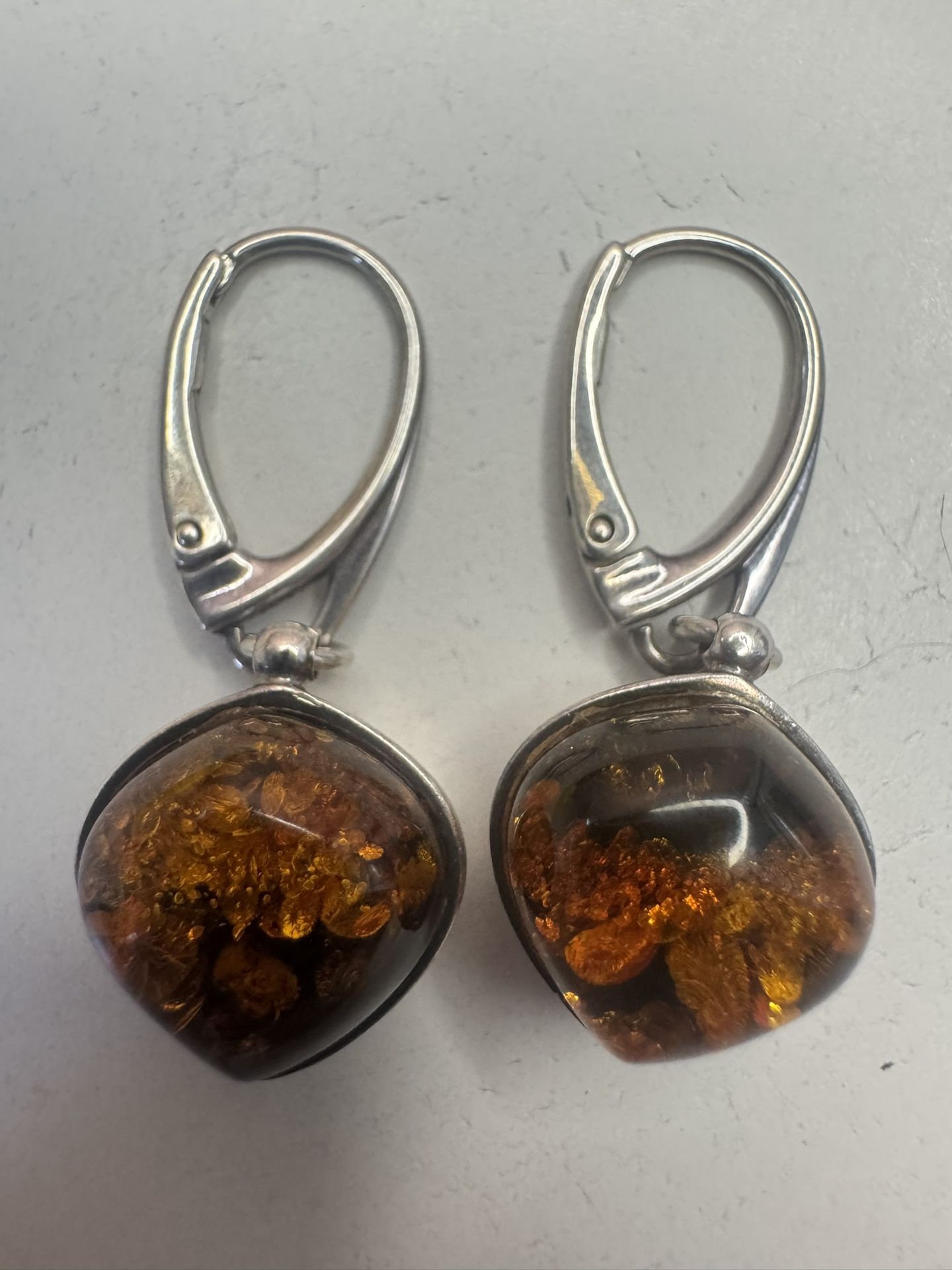 925 silver sterling Amber earrings