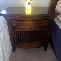 2 craftsman wooden nightstands that are a part of the dresser in my post.