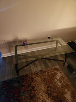Glass Top Coffee Table with Metal Frame