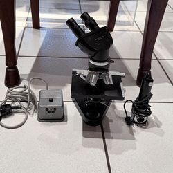 Antique Leitz Wetzlar Binocular Microscope with Case and Original Power Source, Lens Paper, and glass slides