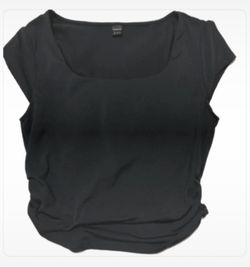 SHEIN Black Ruched Side Square Neck Top