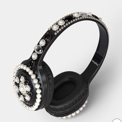 Heyday Embellished Wireless Bluetooth Headphones – Black – Brand New