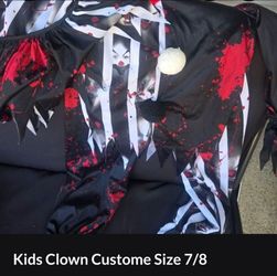 Kids Clown Halloween Clown Costume Size 7/8