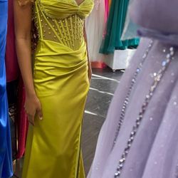 Green/Yellow PROM- FORMAL DRESS 