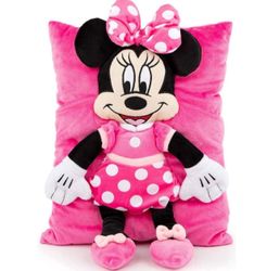 Disney Minnie Mouse Plush Snuggle Pillow Pink Soft Throw Cushion 11x15 New