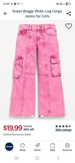 Old Navy Girls Super Baggy Wide-Leg Cargo Jeans