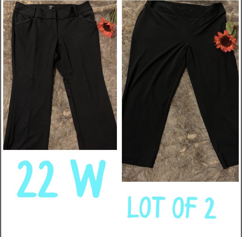 Lot of 2 women’s dress pants size 22W plus size black