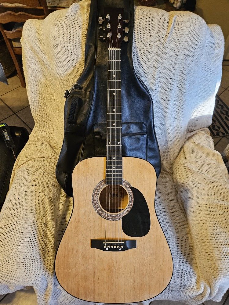 Burswood Acoustic Guitar New With Gig Bag.