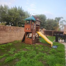 Swing Set With Rock Climbing Wall
